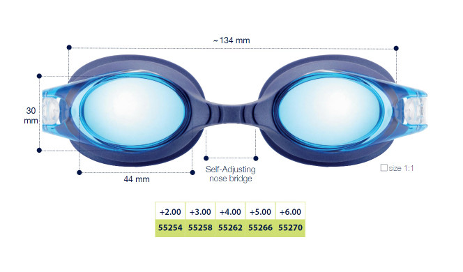 Plavecké dioptrické brýle Medium od 2.00 do 6.00